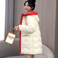 【cw】 down Cotton-Padded Jacket for Women 2022 Winter New Korean Style Loose Mid-Length Contrast Color Cotton-Padded Coat for Students Thickened Padded Jacket ！