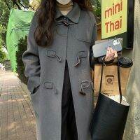 [COD] Horn button double-sided cashmere coat womens mid-length 2022 autumn and winter loose woolen