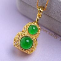 High Ice Grade A Green Jades Gourd Pendant Necklace Women Fine Jewelry Natural Myanmar Jadeite Fengshui Charm Gourd Necklaces