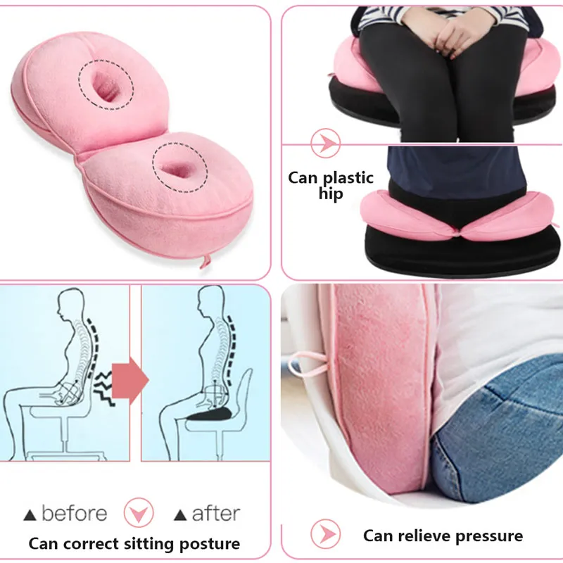 Dual Comfort Cushion, Lift Hips Up Memory Foam Seat Orthopedic