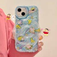 {Doudou Plush} การ์ตูนดินสอสีชินจังเคสโทรศัพท์กราฟฟิตีตลกสำหรับ Iphone 12 13 14 Pro Max รวมทุกอย่างโทรศัพท์มือถือของขวัญเคสห่อหุ้ม