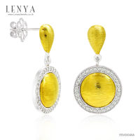 LenYa Jewelry ต่างหูเงินแท้ 925 ชุป 2 สี ชุบทอง 18 เค และ ทองคำขาว ประดับด้วย Swarovski Zirconia