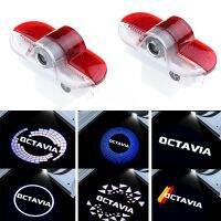 หลอดไฟฉายโลโก้ไฟ LED ติดประตูรถยนต์2ชิ้นสำหรับ Skoda Octavia A5โลโก้2007 2008 2009 2010 2011 2012อุปกรณ์ตกแต่ง