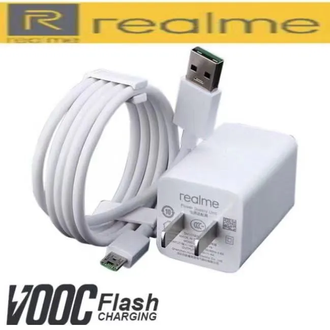 Original Realme Charger VOOC Fast Charger + 5A USB MicroType-C cable ...