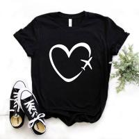 Kawaii Travel Plane Heart Love Tshirt T Yong Teeharajuku Graphic T