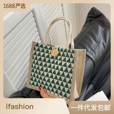 Linen Portable Lunch Bag 2023 New Japanese Style Small Shoulder Bag Outdoor Fashion Work Small Carrying Bag Environmental Protection Lunch Box Bag
