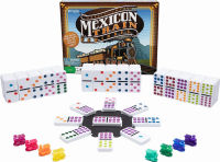 Mexican Train Dominoes - Beautiful Color Dot Double 12 Dominoes Set - Includes Train Markers and Hub by Pressman Multi Color, 5"