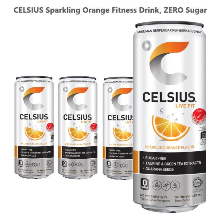 Celsius Live Fit Energy Drink Sparkling Orange, Taurine & Green Tea