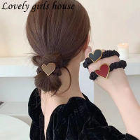 【♡Lovely girls house♡】ที่มัดผมความรักรูปหัวใจด้านสวยหรูเชือกรัดผมสไตล์เกาหลี Ikat Rambut Elastis สูง