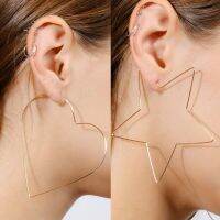 Hippie Exaggerated Hollow Heart Statement Earrings Women Minimalist Jewelry Big Star Fish Earings Girl Brincos Birthday Gift