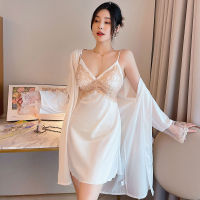 Ao Dai Sleepdress ผู้หญิง Net Red Pure Desire ลูกไม้ Premium Feeling ร้อน Halter เซ็กซี่ฤดูร้อนผ้าไหมใหม่ชุดนอนสำหรับบ้าน