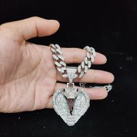 Men Women Hip Hop Snake Shape Pendant Necklace Crystal Cuban Chain Hiphop Originality Necklaces Fashion Charm Jewelry