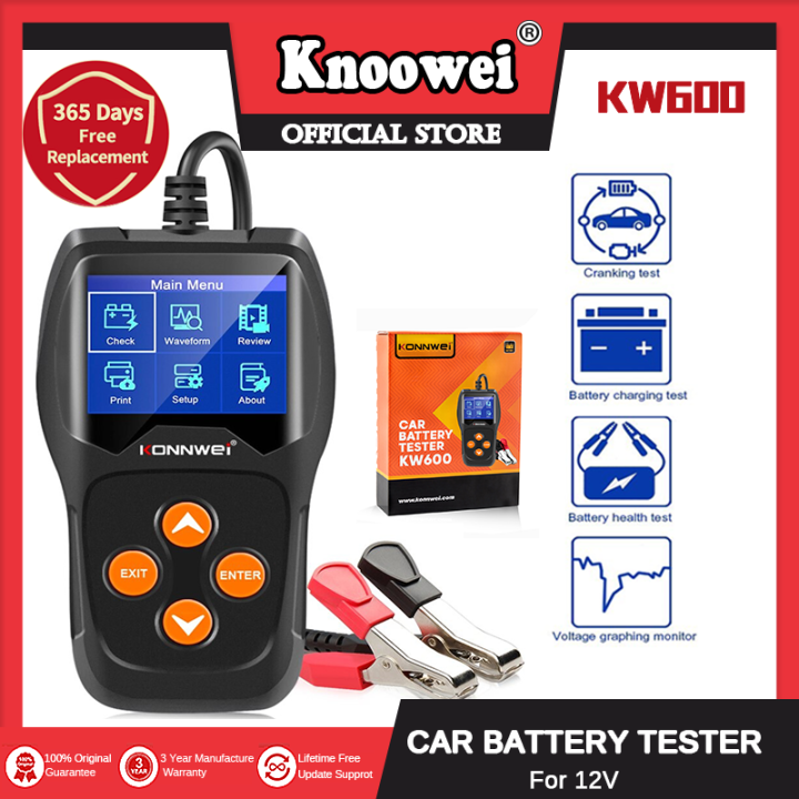 KONNWEI KW600 12V battery tester 2000CCA charge start tester for car