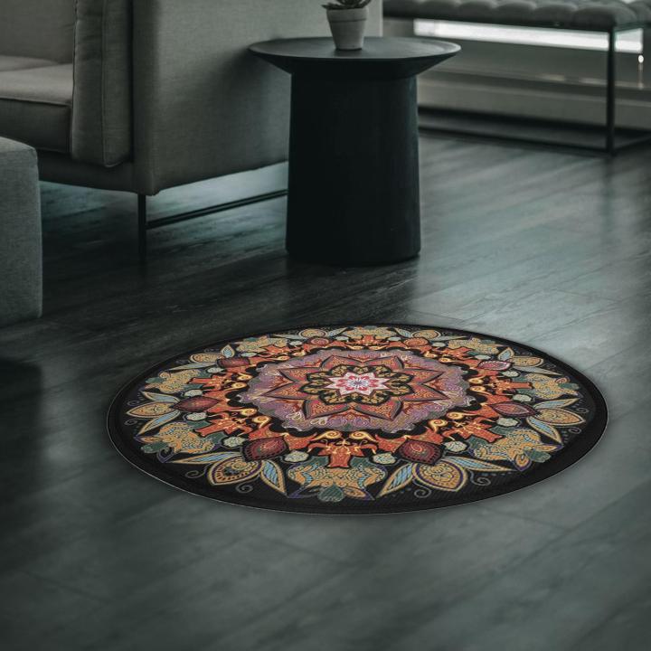 MagiDeal Mandala Pattern Round Yoga Floor Mat Meditation Mat Washable