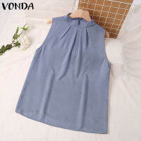 VONDA Women Elegant Commute Solid Sleeveless Tops Simple Crew Collar Tanks (สาเหตุเกาหลี) #2