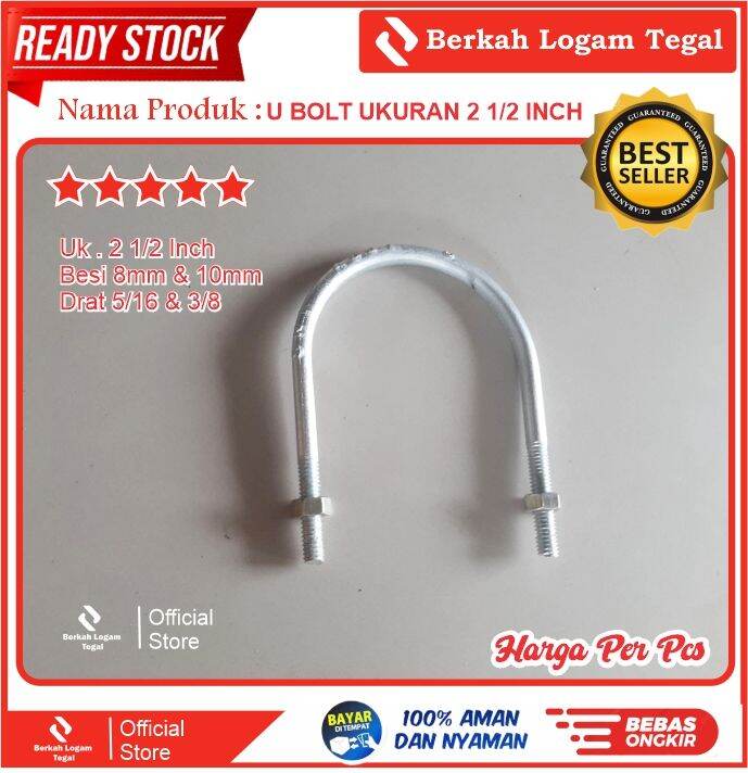U Bolt 2 1/2 inch / Klem Pipa Besi / Pengencang Pipa / Baud U Grosir