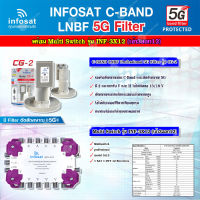 infosat LNB C-Band 5G 2จุด รุ่น CG-2 + INFOSAT Multi Switch รุ่น INF-3X12 มัลติสวิทซ์ (เข้า3ออก12)