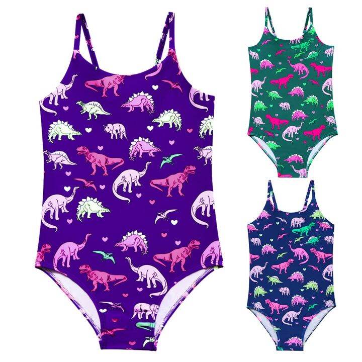 Little Girls' Dinosaur Printed 1 Piece Swimsuit Toddler Beach Sport ...