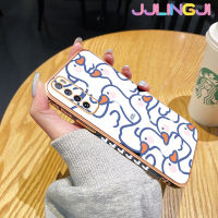 Jjlingji เคสสำหรับ Huawei Nova 7 Nova 7 Pro เคสการ์ตูนน่ารักลายหงส์ขาวสวยดีไซน์ใหม่ด้านข้างเคสซิลิโคนป้องกันกล้องถ่ายรูปฝาปิดเลนส์เต็มรูปแบบเคสป้องกันกล่องกันกระแทกกล้องถ่ายรูป