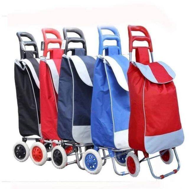 Folding Wheeled Grocery Shopping Trolley Bag (Blue) Lazada PH