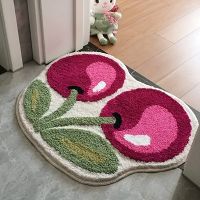 【SALES】 Cute Cherry Handmade Tufting Rug Door Mat Soft Fluffy Room Bedsize Rug Absorbent Non-slip Washable Bathroom Floor Mats Doormat