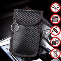 Car Key Signal Blocker Case Carbon Fibre Pouches Cage Fob Pouch Keyless Rfid Blocking Bag Radiation Protection Auto Accessories