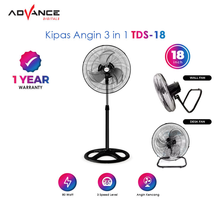 Kipas Angin Multifungsi Advance Tds 18 Kipas Angin 3in1 Kipas Angin Standdeskwall 18 Iinch 7359