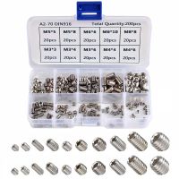 MEMORI 200Pcs M3/4/5/6/8 ชุดสกรูสกรู 304สแตนเลสสตีล จุดถ้วยแก้ว ALLEN HEAD SOCKET HEX grub ชุดแยกสกรู สกรูชุดซ็อกเก็ต อุปกรณ์ติดตั้งในห้องน้ำ