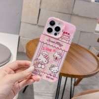 เคส Sanrio Hello Kitty เค้กกันกระแทกเต็มตัวลายการ์ตูนเคสโทรศัพท์มือถือน่ารักสำหรับ iPhone 14 Pro Max Plus เคสแข็งเคสโทรศัพท์สำหรับ iPhone 14 Pro Max เคสกันกระแทกสำหรับ Apple 13 12 11เคสห่อหุ้ม