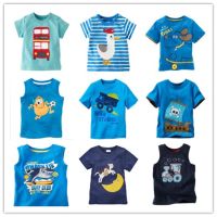 COD DSFGERTURUU Summer Cute Baby Kids boys Short Sleeve Clothes blue Cotton T-shirts