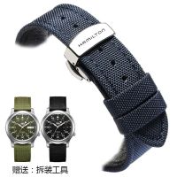 เหมาะสำหรับ Hamilton Khaki Field Classic Jazz Hamilton Canvas Leather Strap Pin Buckle 20/22mm