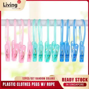 12pcs/ set Sock Clips For Laundry Portable Strong Clothes Pins