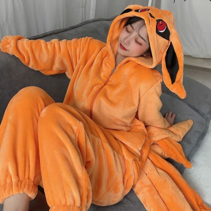 uzumaki-kurama-kyuubi-fox-cosplay-costume-kigurumi-adult-unisex-anime-pajamas-flannel-jumpsuit-sleepwear-onesies-prop