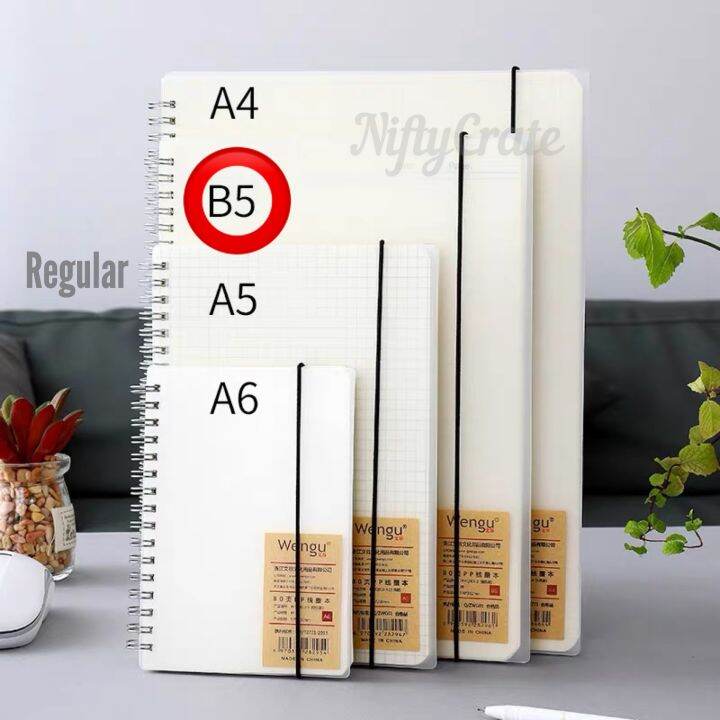 B5 Muji Style Regular/Steno Flip up Notebook with Garter/Clear Cover