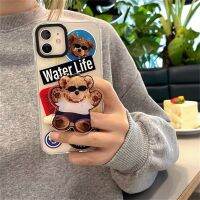 yqcx001 sell well - / Korean Cute Cartoon Bear Sunglasses Bracket Phone Case For iPhone 14 11 12 13 Pro XS Max X XR SE 7 8 Plus Protective Soft Cover