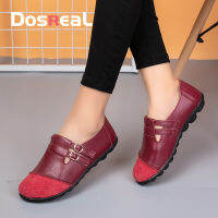 DOSREAL Basic รองเท้าผู้หญิงขายเกาหลีสไตล์หนัง Topsider สำหรับรองเท้าผู้หญิงฤดูร้อนรองเท้าระบายอากาศได้รองเท้าสุภาพสตรีรองเท้าส้นเตี้ยขนาดใหญ่35-44