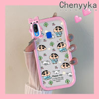 เคส Chenyyyka สำหรับ VIVO Y91เคส Y95 Y91i สีเทียนแบบเต็มหน้าจอ Shin-Chan เคสรูปแบบโบว์มอนสเตอร์น้อยกันกระแทกเคสโทรศัพท์โปร่งใสฝาครอบป้องกันเลนส์กล้องถ่ายรูป TPU ซิลิกาเจล