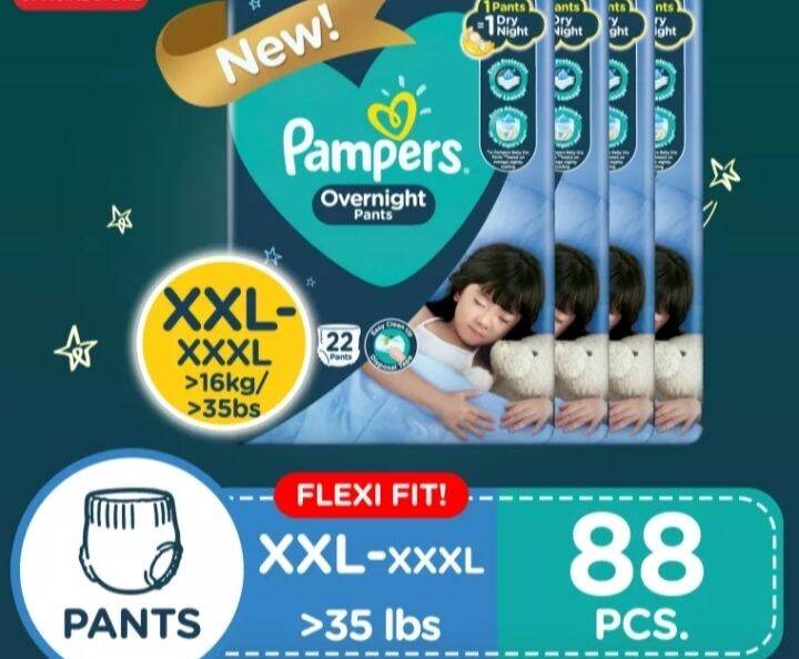 Pampers Overnight Diaper Pants XXL up to XXXL 22 x 4 pack (88 diapers