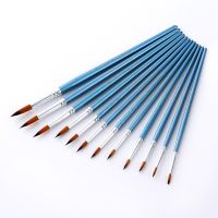 [Kiki tool store] 12pcs Blue Color Nylon Hair Round Watercolor Paint Brushes Set Different Shape Tips Painting Brush for Watercolor Oil Acrylic