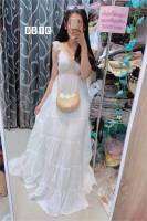 เดรสยาวสีขาว boho closets อก 30"-34" ยาว56"โบฮีเมียนแต่งลูกไม้สีครีม ผ้าฝ้ายเนื้อสัมผัสนุ่มใส่สบาย มีซัพใน สาวๆในเที่ยว แฟชั่น ทะเล งานแต่ง