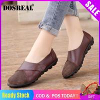 DOSREAL แบนรองเท้าสำหรับสตรีรองเท้าหนังเรือรองเท้าเกาหลีสไตล์ loafer รองเท้าผู้หญิงขี้เกียจรองเท้าขนาด 35 -44