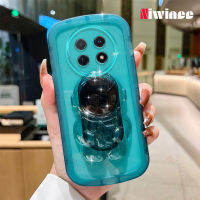 NIWINEE ขาตั้งตุ๊กตานักบินอวกาศเคสโทรศัพท์สำหรับ Huawei Nova Y91สีม่วงใสสีทึบคู่ราคาถูกใหม่