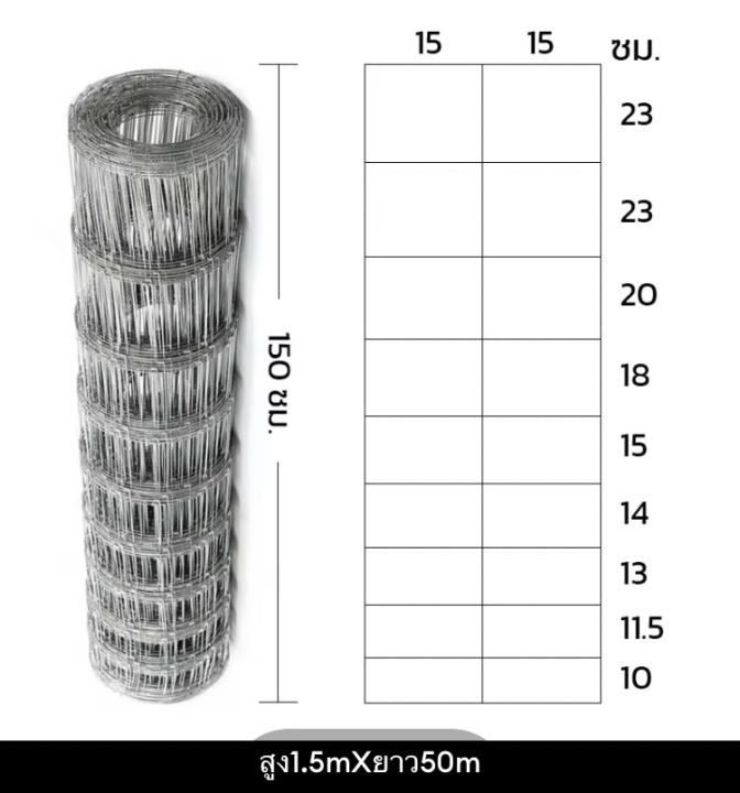 ส่งฟรี-รั้วถักปม-รั้วตาข่ายแรงดึง-ยาว-50-m-ลวดตาข่ายถักปม-ลวดเหล็กล้อมรั้ว-ลวดล้อมไร่สวน-ลวดล้อมคอกสัตว์-วัว-แพะ