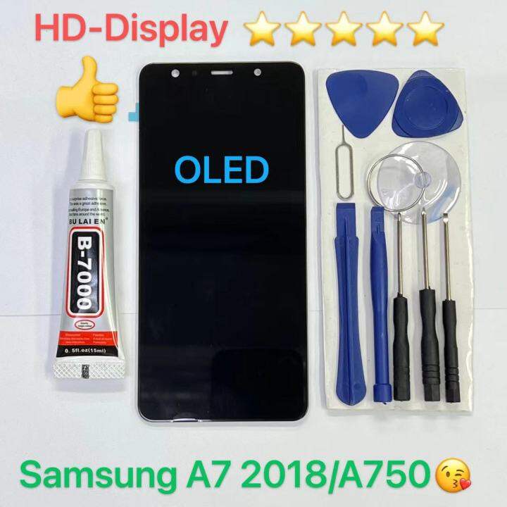 ชุดหน้าจอ-samsung-a7-2018-a750-oled-แถวกาวพร้อมชุดไขควง