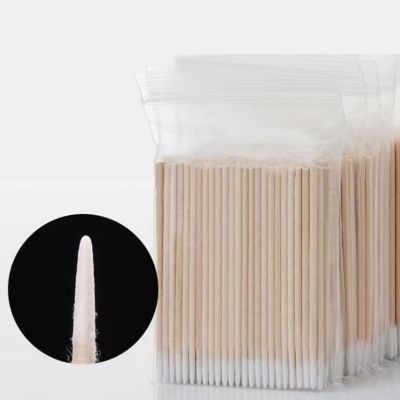 1000 pcs Wood Cotton Swab Eyelash Extension Tools Medical Ear Care Cleaning Wood Sticks Cosmetic Cotton Swab Cotton Buds Tip Cables Converters