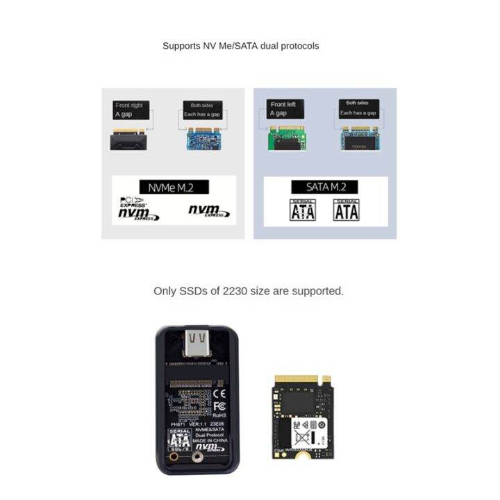 m-2-nvme-sata-ssd-external-enclosure-type-c-usb3-1-gen2-10gbps-ssd-case-black-for-ssd-2230