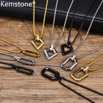 Men Necklace Gold Plated,Embossing Radiation Rectangle Pendant