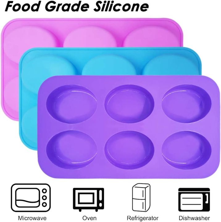 บล็อคซิลิโคน-สบู่-วงรี-6-ช่อง-6-cavities-soap-oval-shape-silicone-เหมาะสำหรับ-ของตกแต่งหน้าเค้ก-ทำขนม-ช็อกโกแลต-น้ำแข็ง-วุ้น-ลูกอม