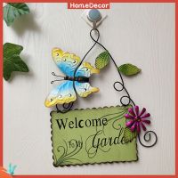 【Ready Stock】 ▣✽ D50 HD Iron Painting Butterfly Flower Wall Plaque Welcome Sign Garden Ornament Decor