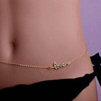 [Kateva] COD สร้อยคอพร้อมจี้รูปตัวอักษร Love beุงสีทอง18K คาดเอวสำหรับผู้หญิงชายหาดฤดูร้อน